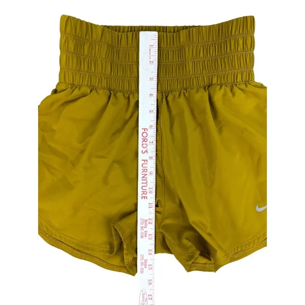 Nike One‎ Women's Small Mustard Yellow Dri-Fit Ultra High Waisted 3" Shorts - Image 7