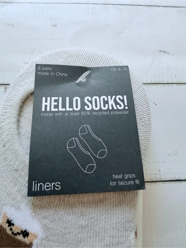 Hello Socks! Set of 3 Liners Coffee,Croissants Stripes NWT - Image 5
