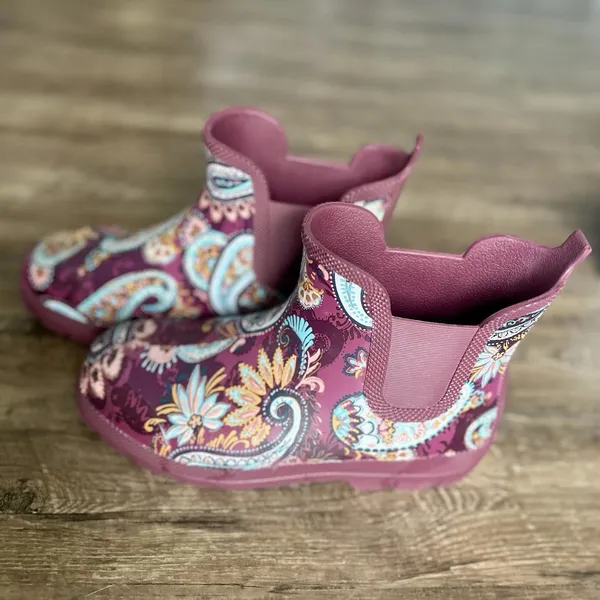 Vera Bradley Size 9 Rain Boots By Totes Carson Maroon Paisley Waterproof - Image 7