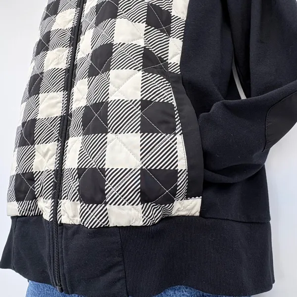 LRL Lauren Active Ralph Lauren Quilted Plaid Full Zip Hoodie Jacket‎ Women LG - Image 4
