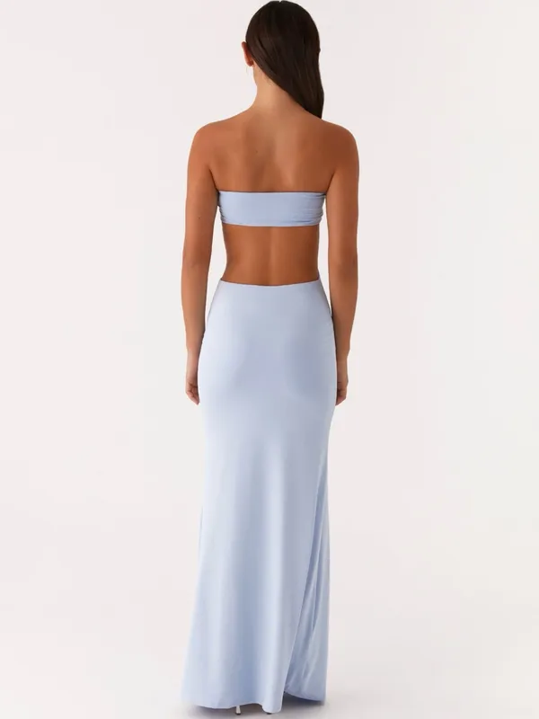 Peppermayo Powder Blue Strapless Cutout Maxi Dress - Image 2