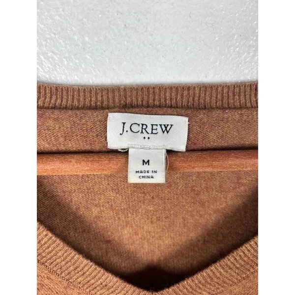J. Crew Women's M Wool Blend Brown V-Neck Long Sleeve Tunic Sweater Side Slit‎ - Image 6