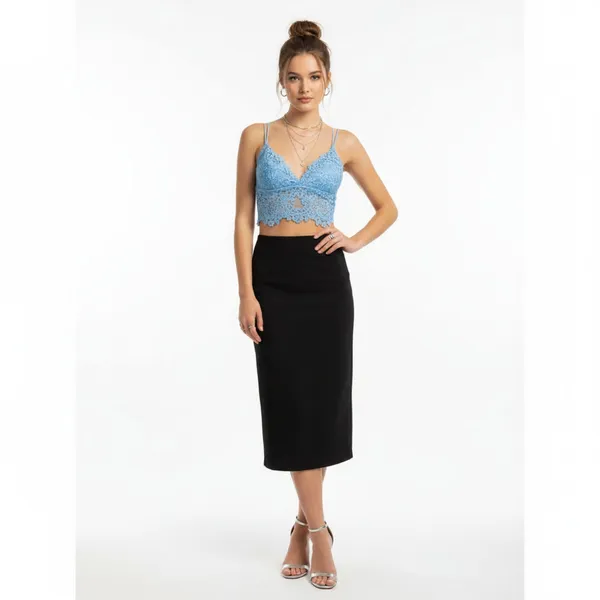 Sherri Hill Blue Lace Crop Bralette Sleeveless Top 0 - Image 8