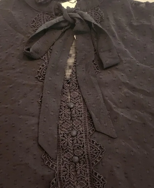 NWT ZARA sheer long sleeve with lace, casual shirt size XS - Image 2