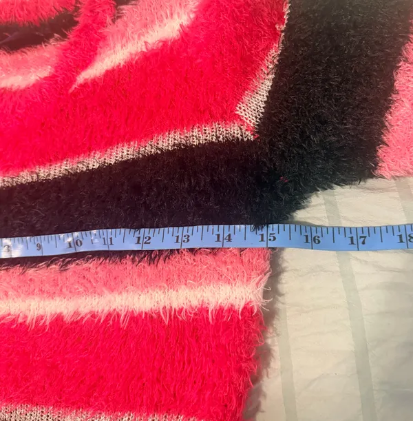 Falls Creek Pink, Black & Metallic Striped Fuzzy Sweater - Junior Size L - NWOT - Image 8