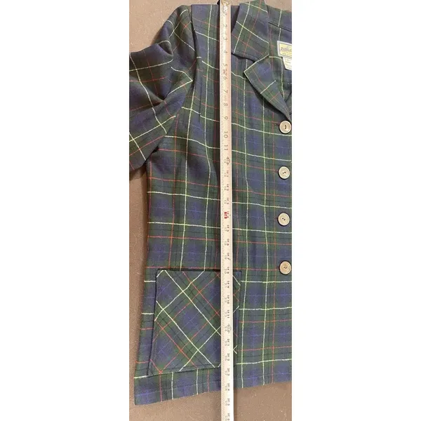 Pendleton Originals Wool Plaid Blazer Jacket Shacket Top L Green Blue Tartan 90s - Image 6