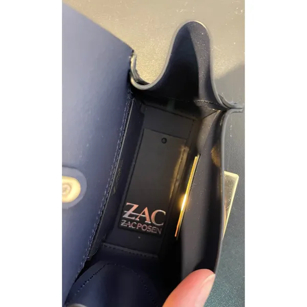 ZAC Posen Womens Small Belay Mini Wristlet Clutch Navy Blue Gold Hardware NEW - Image 10