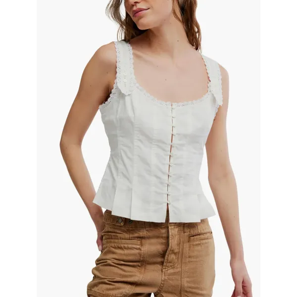 FREE PEOPLE Bridgette Corset Top in Clean Ivory Size Small NEW - Image 3