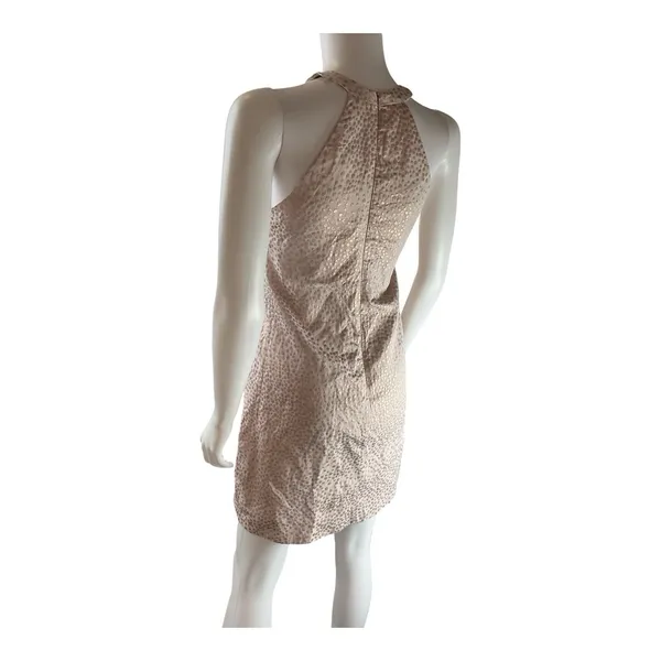 Amanda Uprichard Sleeveless Halter Dress Pink‎ Rose Gold Polka Dots sz S Small - Image 4
