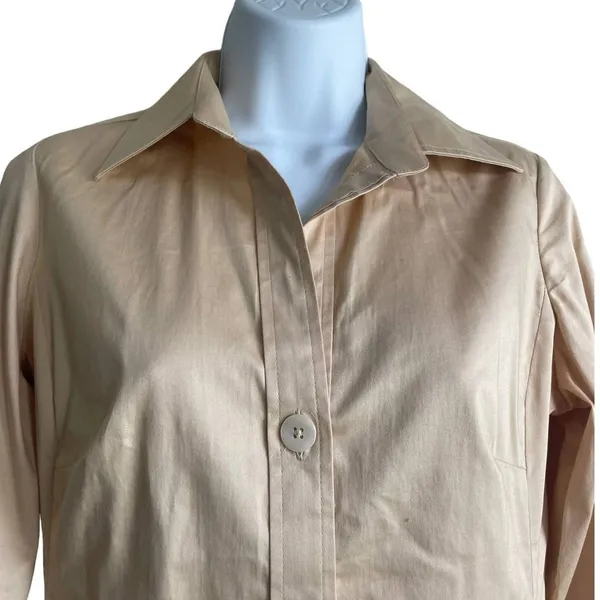 Banana Republic Top Women‎ S Gold Collar V-Neck Long Flared Sleeve Button Up - Image 9