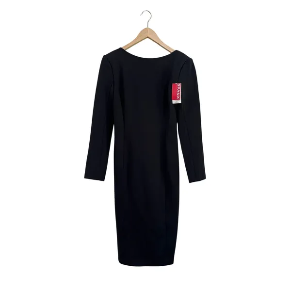 Spanx Black Long Sleeve Low Back Bodycon Cocktail‎ Midi Dress NWT Small - Image 2