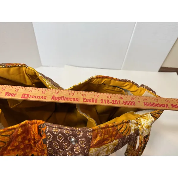Daren's Bags Quilted Patchwork Tote Purse with Accessories Brown Yellow Orange‎ - Image 11