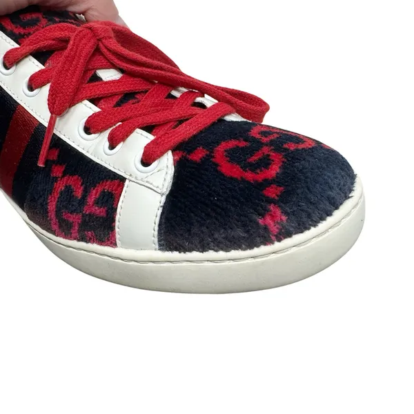 Gucci Ace GG Fabric Sneakers Navy Red Monogram Web Stripe Low Top Women’s 39 - Image 10