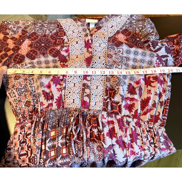 Knox Rose Large Purple Red Boho Patchwork Crochet Lace High Low‎ Dress - Image 5