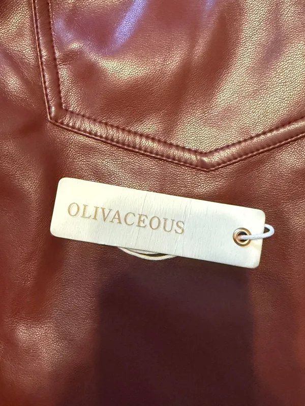 Olivaceous Faux Leather Mini Skirt in Burgundy - Image 5