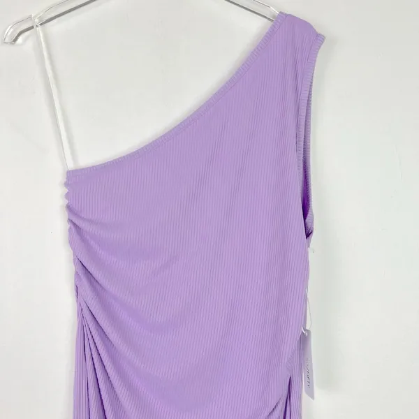 NWT Six/Fifty The Everly One-Shoulder Midi Dress Ribbed Purple Size Medium M NEW - Image 3
