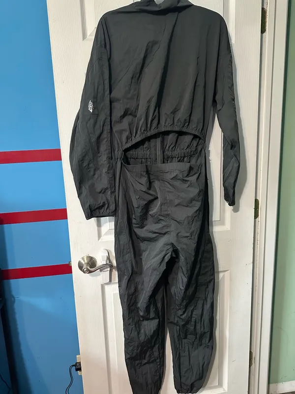 Free People Women's Charcoal Cropped Windbreaker Jumpsuit - Image 3