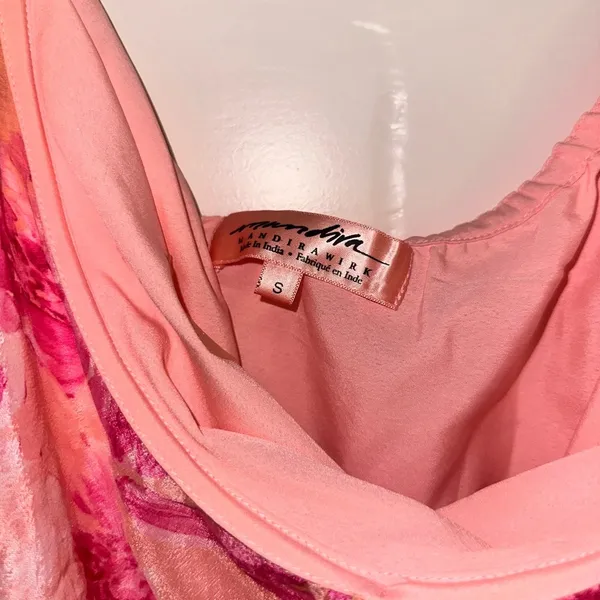 Anthropologie mini pink dress tie neck size small - Image 5