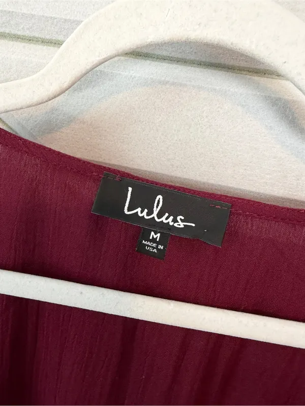 Lulus Burgundy Wrap Maxi Dress Heart of Marigold Medium NEW NWT - Image 5
