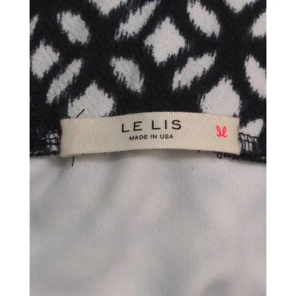 Le Lis Womens A Line Skirt Black White Above Knee Stretch Front Zippers Artsy S - Image 4
