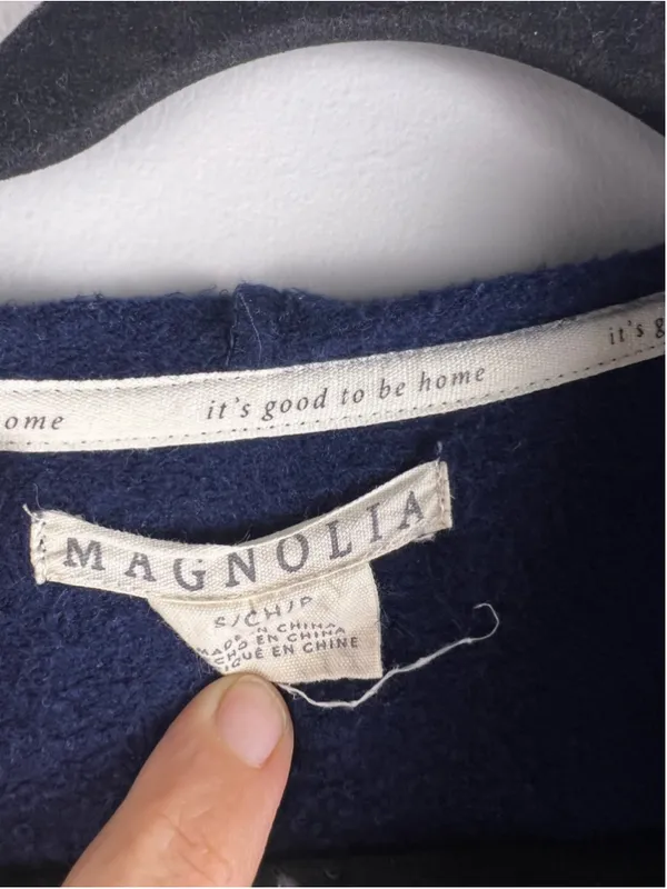 Magnolia Homebody Hoodie Sweatshirt Blue Embroidered Soft Pullover S Cozy Lounge - Image 3