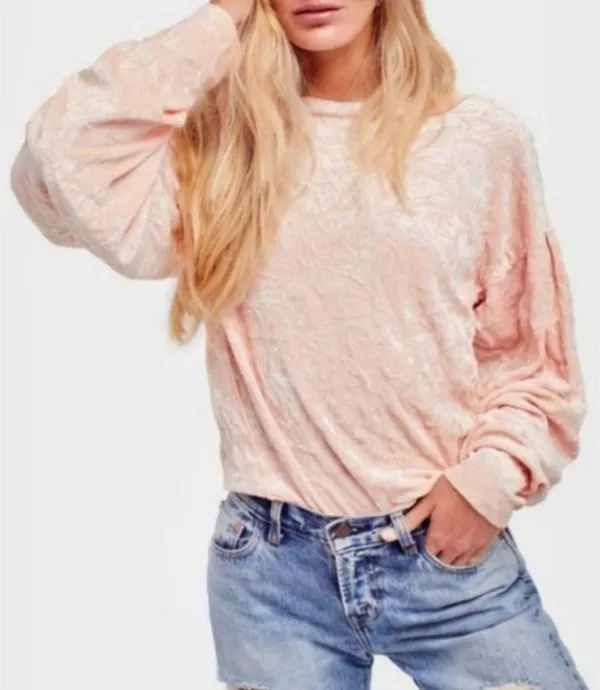 Free People Pink Velvet top M - Image 2