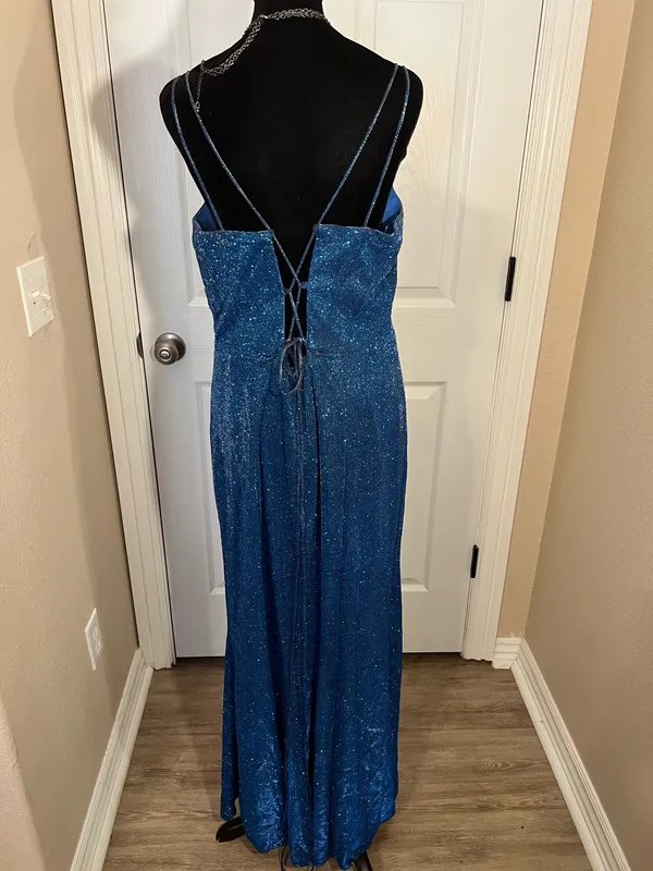Vintage glitter blue formal evening dress - Image 4