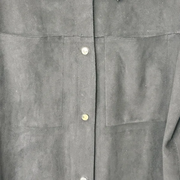 ZARA M Faux Suede black snap button shirt jacket size M - Image 9