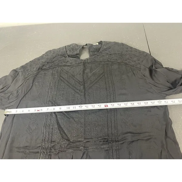 Wilfred Aritzia Black Embroidered Shift Dress L Sheer Lace Yoke Cover Up - Image 14