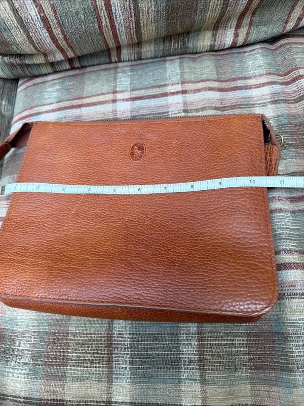 Ralph Lauren Chestnut Brown Pebbled Leather Wristlet Clutch - Image 6