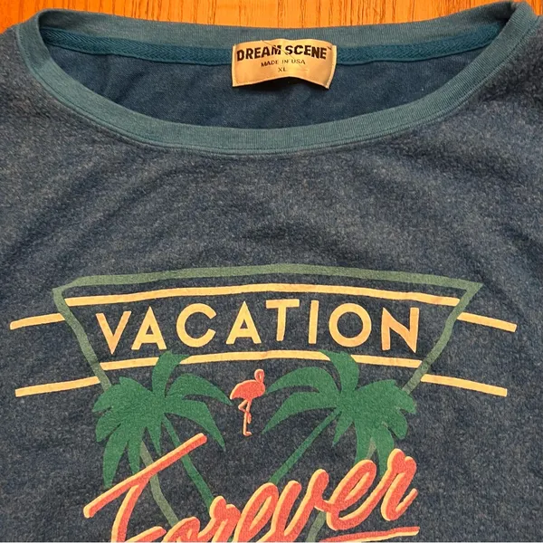 Dream‎ Scene by Wildfox Vacation Forever Relaxed Fit Sweatshirt Blue Size XL - Image 12