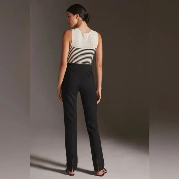 Anthropologie Maeve Split Hem Ponte Knit Pull On Pants‎ Black Size XS - Image 12