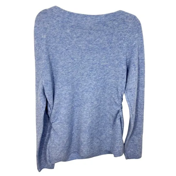 Abercrombie & Fitch Heathered Blue‎ Long Sleeve Sweater Top Size L Ruched Sides - Image 6
