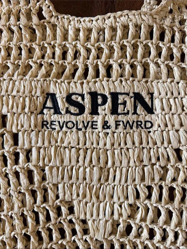 ASPEN REVOLVE & FWRD" Woven Straw Beach Tote Bag - new - Image 3
