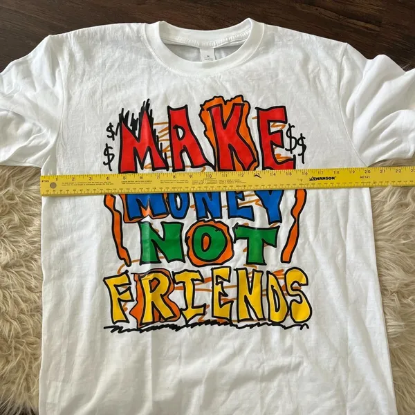 Source Unknown NWOT white "Make Money not Friends $" Graphic Tee T-shirt M - Image 5