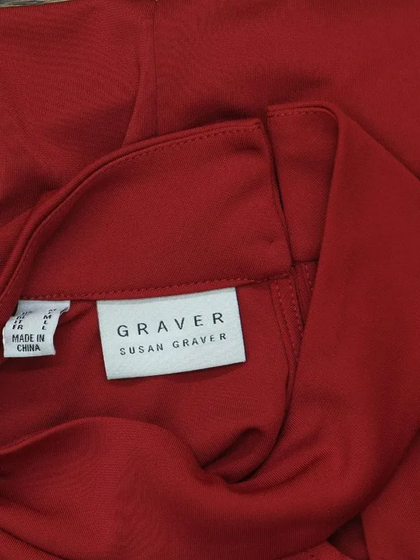 Susan Graver Premier Knit Mock Neck Cold Shoulder Dress Dark Cranberry Red M - Image 3