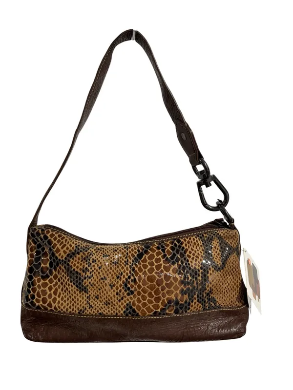 Wilsons Leather Faux Snakeskin Shoulder Bag NWT Brown Python Print Baguette - Image 6