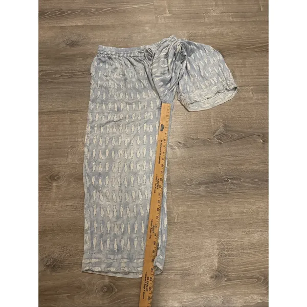 World Market Blue Watercolor Illustrated Sardine Culotte Pajama Pants S/M Soft - Image 5