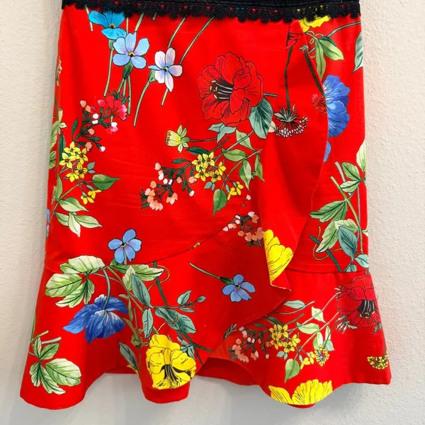 Alice + Olivia Kirby Seine Garden Mini Dress Size 0 Ruffled Floral-Print Lace - Image 8