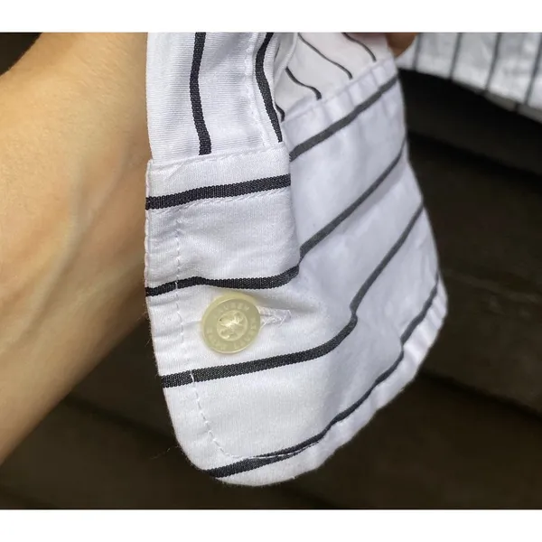 Lauren Ralph Lauren Sz L Preppy Classic White black striped button down shirt - Image 5