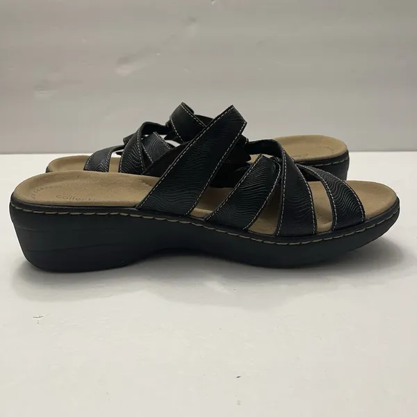 Clarks‎ Collection Womens 9.5 Merliah Karli Leather Black Slide Sandals - Image 7