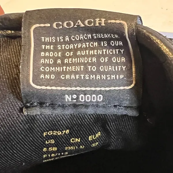 Coach Sneakers Women Black Glitter Floral Leather Suede‎ Low Top - Image 11
