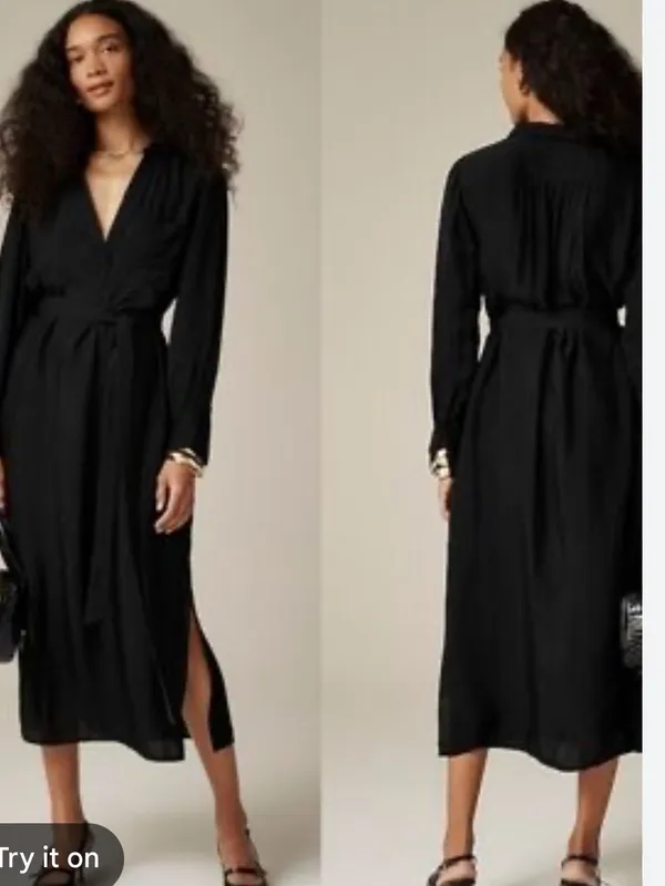NWT Jcrew Black Midi Long Sleeve Dress - Image 2