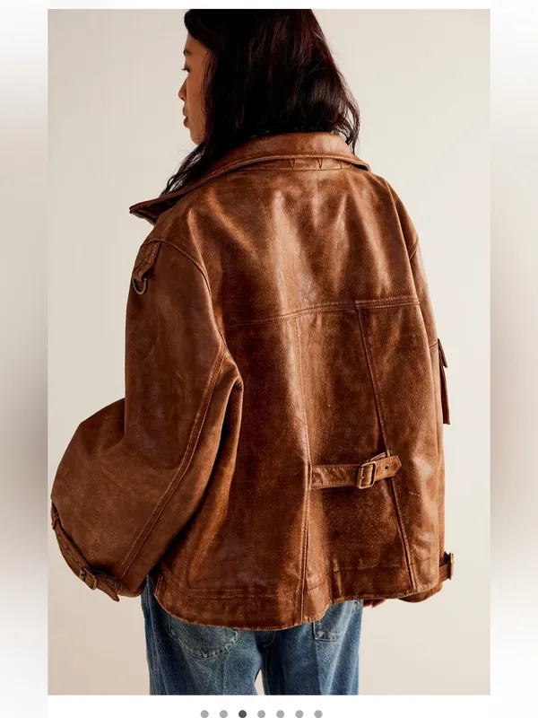 Free People Skyline Leather Jacket- size Medium - Image 3