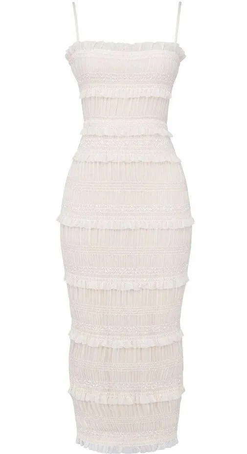 SOLANA IVORY SEQUIN PLEAT MAXI DRESS. Size XL - Image 13