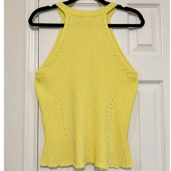 Lilly Pulitzer Estee Yellow High Neck Halter Sweater Knit Tank Top Medium - Image 3
