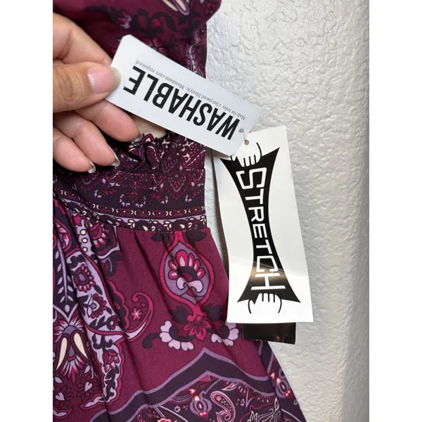 Snap Womens Paisley Halter Maxi Dress Burgundy Purple Size L NEW - Image 5
