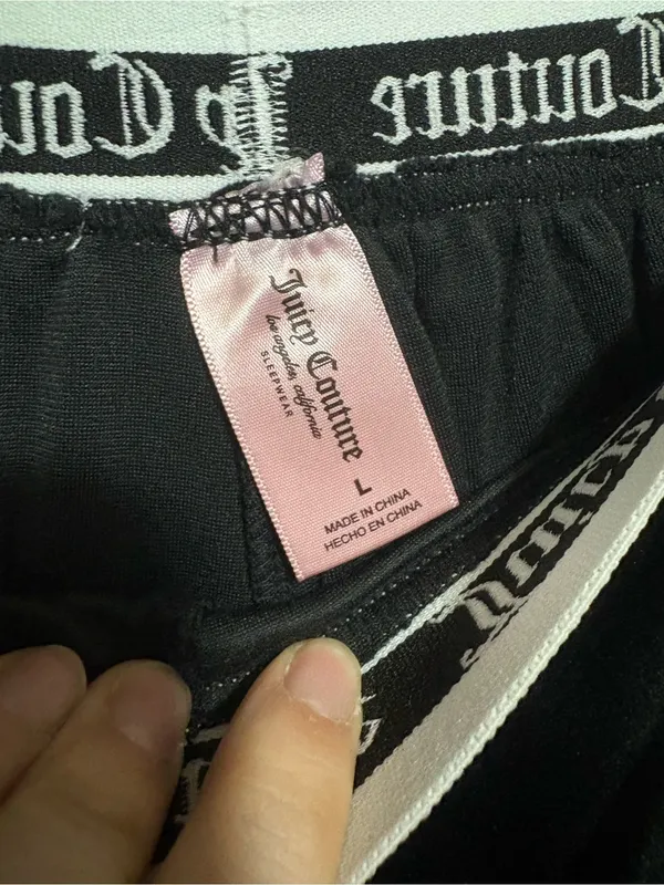 JUICY COUTURE Black Velour Joggers with Logo Waistband and Rhinestone Back - Image 6