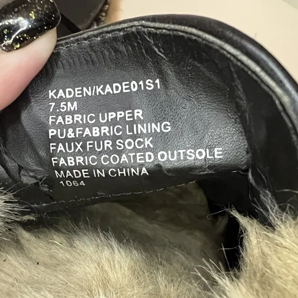Steve‎ Madden Kaden Mules Women 7.5 Black Floral Brocade Faux Fur Lined KADE01S1 - Image 10