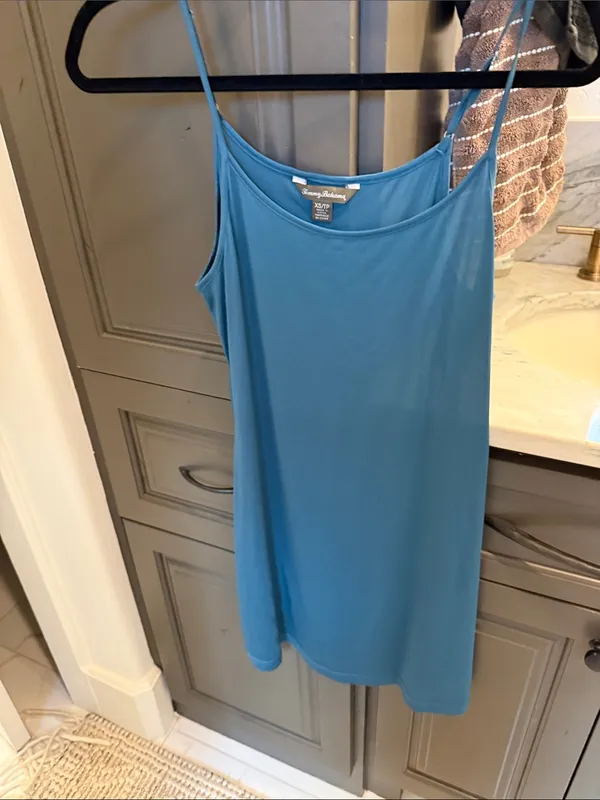 Tommy Bahama Teal blue maxi dress with silk sheath underneath. - Image 2